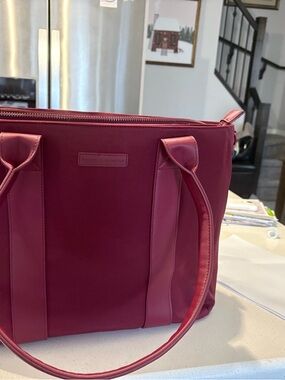 Poppy & Peonies Burgundy Tote Bag - Sleek Everyday Carry